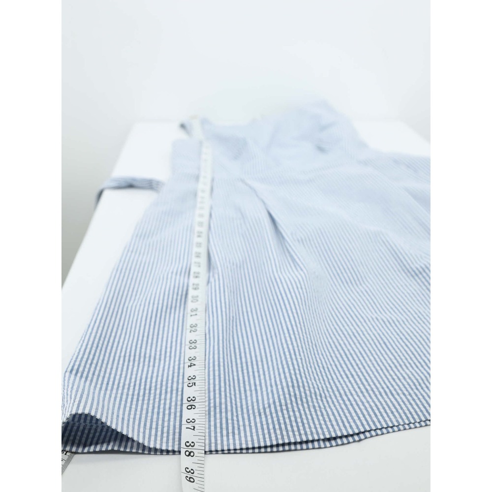 Anne Klein Seersucker A Line Dress Blue White Striped Belted Summer 10 - Picture 5 of 10